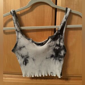 SHEIN Black and white tie dye crop top